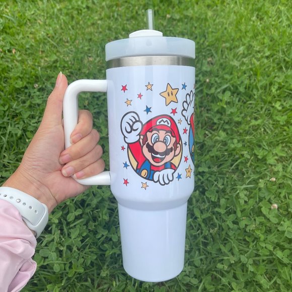 Custom Nintendo Super Mario Bros Tumbler 40 oz tumbler with hand carry handle. - Picture 7 of 8